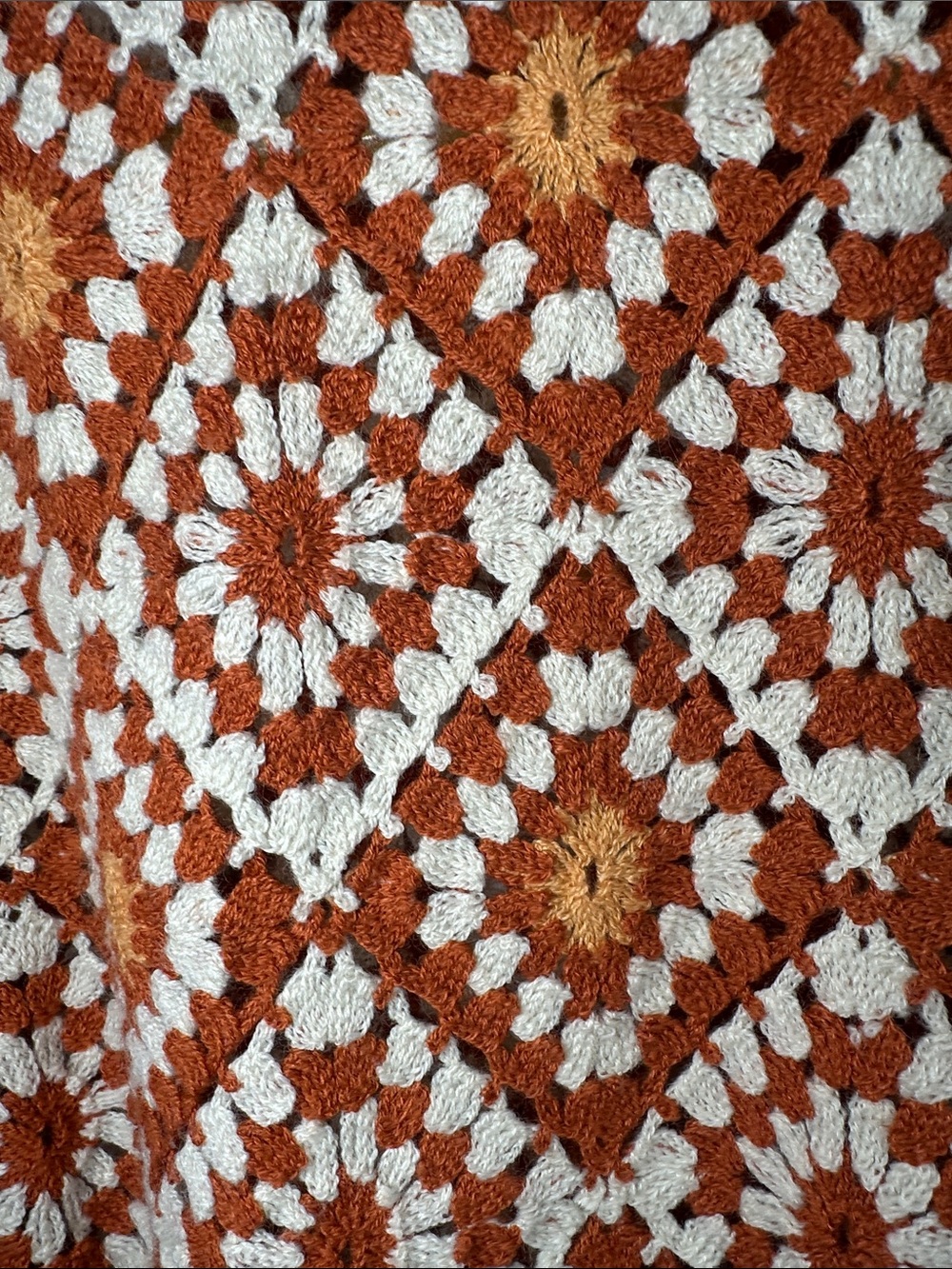 Art of Rhetoric Vintage-Inspired Orange Crochet Button-Up Cardigan Men’s M - Picture 6 of 14